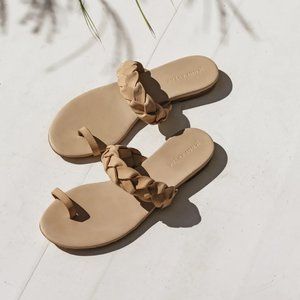 Leather Braided Strap Sandal - Natural - EU 41